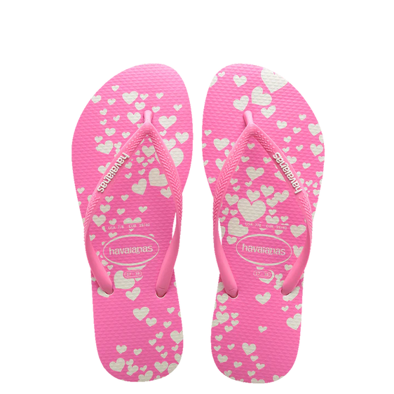 Havaianas Kids Slim Mini Hearts Thongs - Pink/White