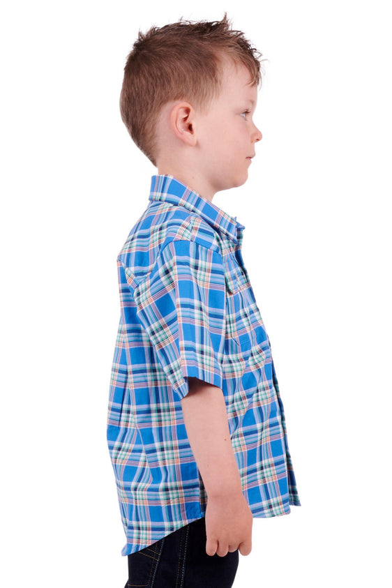 Thomas Cook Boys Baxter Short Sleeve Shirt - Blue/Tan