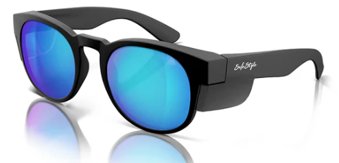 SafeStyle Cruisers Matte Black Frame Mirror Blue Polarised Lens UV400