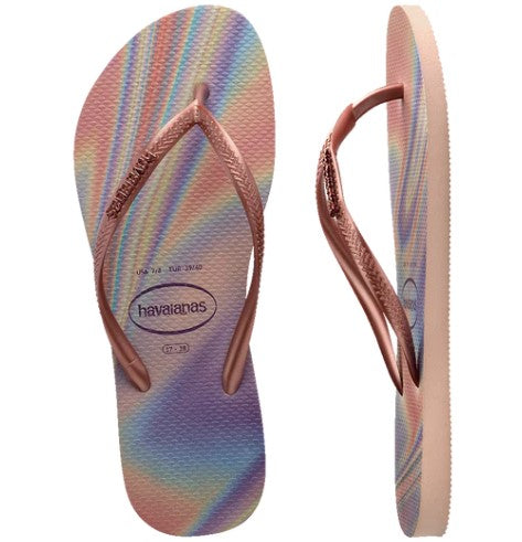 Havaianas Slim Metal Logo Iridescent Ballet Rose Female Finstones