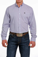 Cinch Men's Geometric Print Button-Down Western Shirt - Purple [Siz:M]