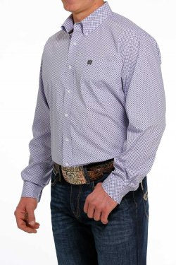 Cinch Men's Geometric Print Button-Down Western Shirt - Purple [Siz:L]