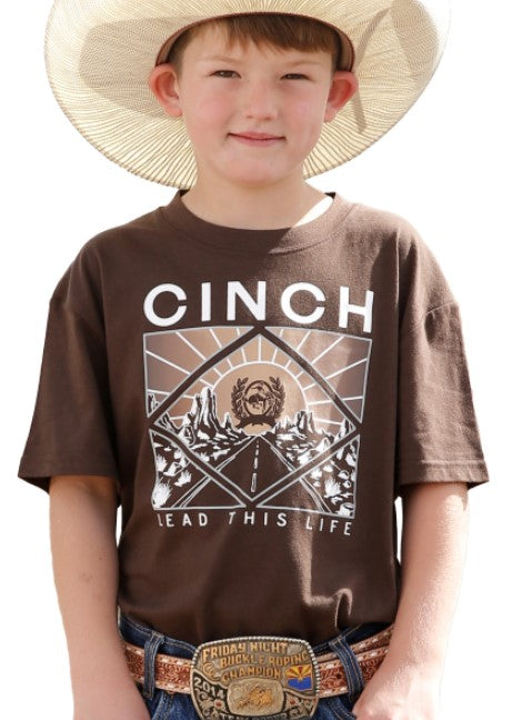 Cinch Boys Lead This Life Tee - Brown MTT7670127 [Siz:S/6-8]