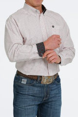 Cinch Mens Plaid Button Down Shirt - White/Red [Siz:M]