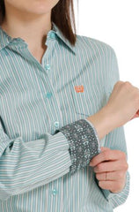 Cinch Ladies Tencel Stripe Long Sleeve - Blue/Light Blue [Siz:S]