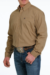 Cinch Mens Khaki Print Long Sleeve Shirt [Siz:S]