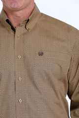 Cinch Mens Khaki Print Long Sleeve Shirt [Siz:S]