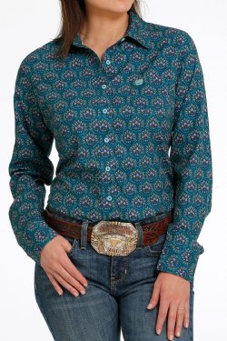 Cinch Womens Arenaflex Button Down Western Shirt - Teal [Siz:M]