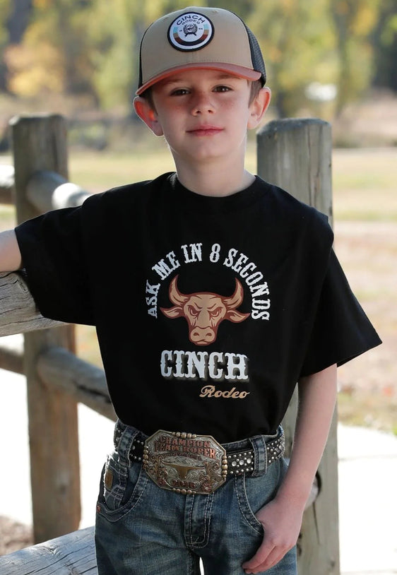 Cinch Boys Ask Me In 8 Seconds T-Shirt - Black [Siz:S/6-8]