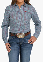 Cinch Womens Western Long Sleeve Shirt - Light Blue [Siz:S]