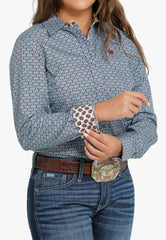 Cinch Womens Western Long Sleeve Shirt - Light Blue [Siz:M]