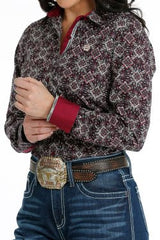 Cinch Women's Button Down Long Sleeve Shirt - Mulit [Siz:M]