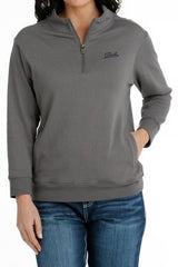Cinch Women's 1/4 Fleeve Pullover - Grey [Siz:S]
