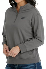 Cinch Women's 1/4 Fleeve Pullover - Grey [Siz:M]