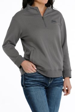 Cinch Women's 1/4 Fleeve Pullover - Grey [Siz:L]