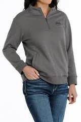 Cinch Women's 1/4 Fleeve Pullover - Grey [Siz:L]