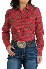 Cinch Women's Button Down Shirt - Red [Siz:S]