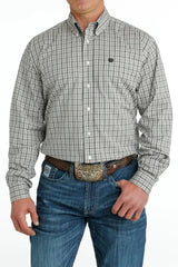 Cinch Men's Shirt 'Classic Fit' - Plaid White [Siz:S]