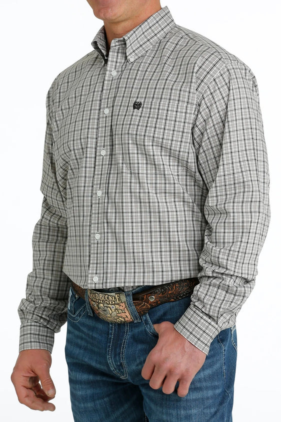 Cinch Men's Shirt 'Classic Fit' - Plaid White [Siz:M]