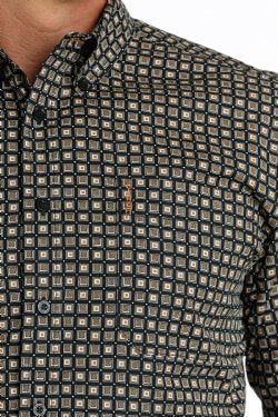Cinch Men's Modern Fit Button Down Long Sleeve Shirt - Black [Siz:S]