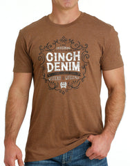 Cinch Men's T-Shirt Ãuthentic Cinch Denim' - Copper [Siz:S]