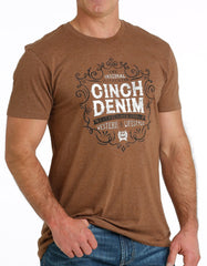 Cinch Men's T-Shirt Ãuthentic Cinch Denim' - Copper [Siz:L]