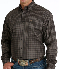 Cinch Men's Long Sleeve Button Down Shirt - Brown Diamond [Siz:S]