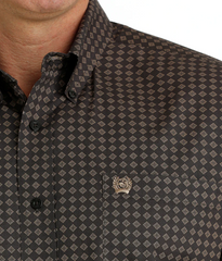 Cinch Men's Long Sleeve Button Down Shirt - Brown Diamond [Siz:M]