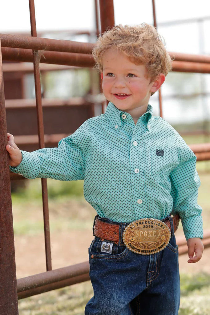 Cinch Toddler Boys Western Geo Print Shirt - Turquoise/Black [Siz:3-6 Months]