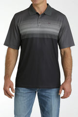 Cinch Mens Arenaflex Grey Stripe Polo [Siz:XS]