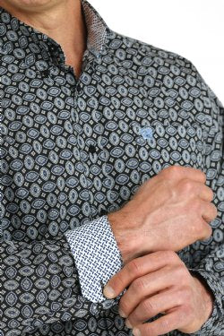 Cinch Mens Medallion Button-Down Western Shirt - Black/Blue [Siz:M]