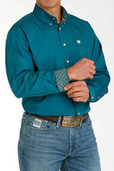 Cinch Mens Solid Teal Button Down Shirt [Siz:XS]