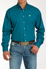 Cinch Mens Solid Teal Button Down Shirt [Siz:XS]