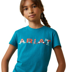 Ariat Girls Real Boot Kickin' Short Sleeve T-Shirt - Exotic Plume [Siz:M/10]