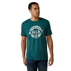 Ariat Mens Centre Fire Shirt Sleeve Tee - Dark Teal Heather [Siz:S]