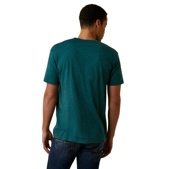 Ariat Mens Centre Fire Shirt Sleeve Tee - Dark Teal Heather [Siz:M]