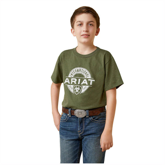 Ariat Boys Center Fire Short Sleeve Tee - Forest Heather [Siz:XS]