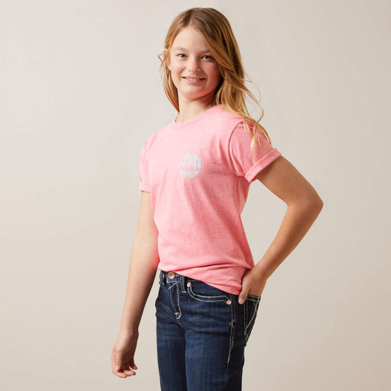 Ariat Girls Groovy Short Sleeve Tee - Pink Heather [Siz:XS]