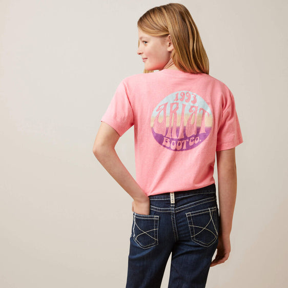 Ariat Girls Groovy Short Sleeve Tee - Pink Heather [Siz:S]