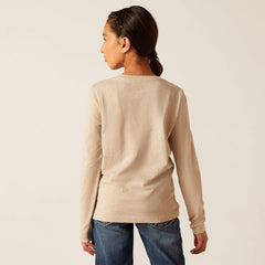 Ariat Girls Serape Shield Long Sleeve Tee - Oatmeal Heather [Siz:M]