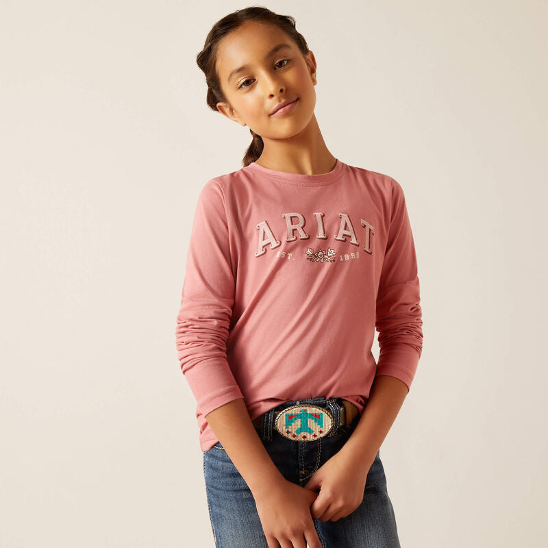 Ariat Girls Flora Long Sleeve Tee - Dusty Rose [Siz:S]