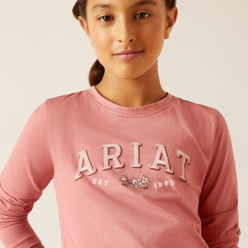 Ariat Girls Flora Long Sleeve Tee - Dusty Rose [Siz:L]
