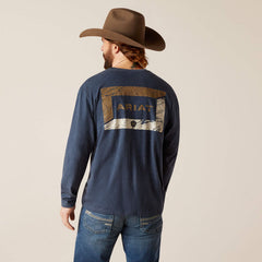 Ariat Men's Veneer Long Sleeve T-Shirt - Navy Heather [Siz:S]
