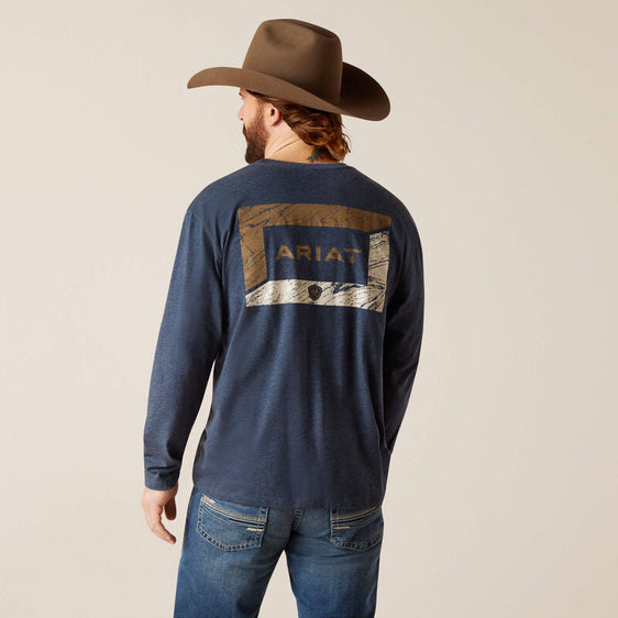 Ariat Men's Veneer Long Sleeve T-Shirt - Navy Heather [Siz:S]