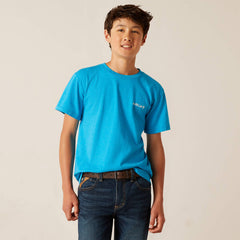 Ariat Boys Western Wire T-Shirt - Turquoise [Siz:XS]