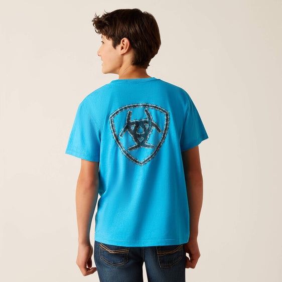 Ariat Boys Western Wire T-Shirt - Turquoise [Siz:S]