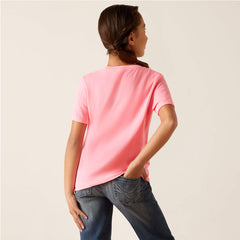 Ariat Girls Rainbow Script T-Shirt - Neon Pink Heather [Siz:M]