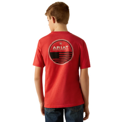 Ariat Boys Original Flag Scope T-Shirt - Red Heather [Siz:XS]