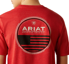 Ariat Boys Original Flag Scope T-Shirt - Red Heather [Siz:XS]