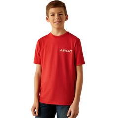 Ariat Boys Original Flag Scope T-Shirt - Red Heather [Siz:XS]